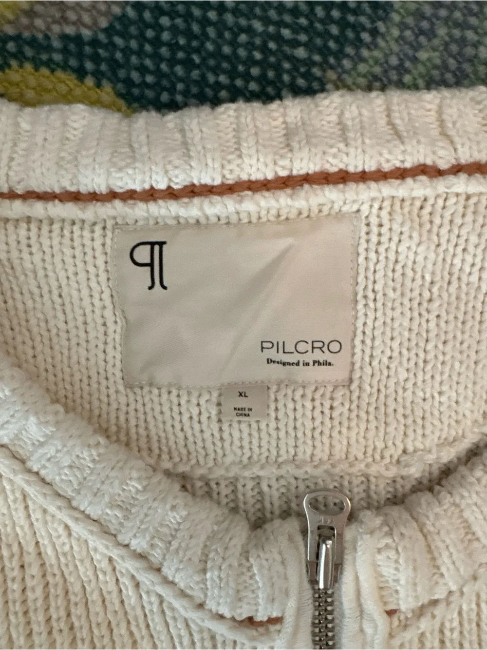 NWOT Pilcro Anthropologie Tiger Cable-Knit Zip-Up Sweater, size XL - Picture 5 of 5